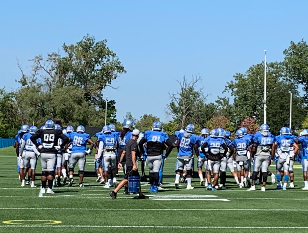 Detroit Lions defense at practice on Sept. 18 at the Lions practice facility
