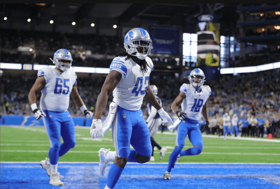 Detroit Lions running back Bo Scarbrough (43)