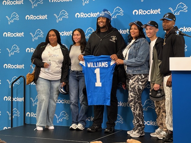 Detroit LIons DT Tyleik Williams with his family on April 25, 2025.